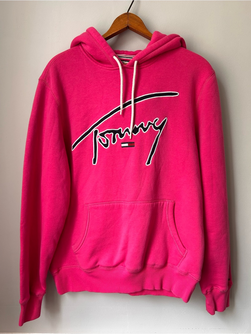 Tommy‎ Hilfiger Denim Hoodie Mens Medium Pullover Sweatshirt Script Casual